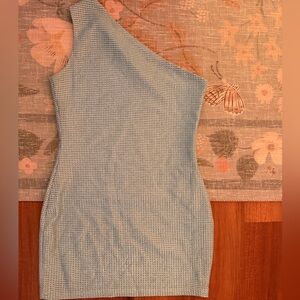 Superdown Light Blue One-Shoulder Dress